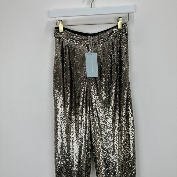 Antonio Melani Sequined Geri Pants High Waisted Straight Party Gold US 0 NWT - Picture 4 of 11